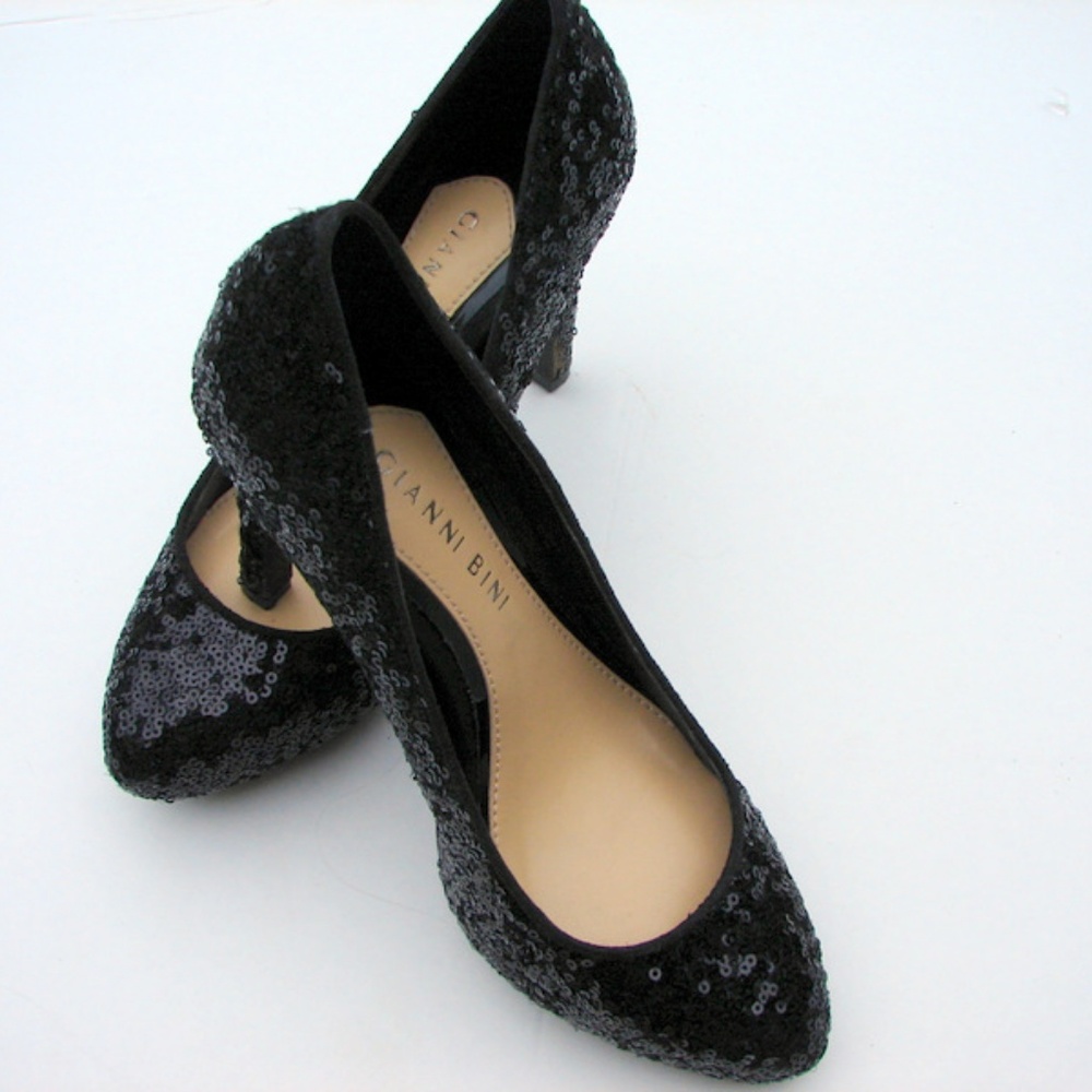 Gianni Bini black sequins heels formal 6M shoes women's